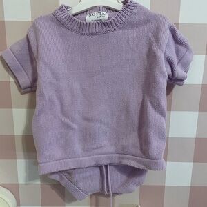Baby girl purple knitted short set.